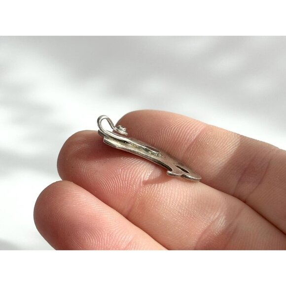 Antiqued Leaf Foliage Shaped Teeny Sterling Silver 925 Vintage Pendant | Charm - Picture 8 of 10